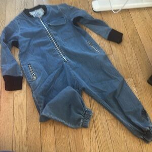 NUNUNU Kids Flight Suit Romper - Size 4/5 - Denim Look, Never Worn,Stretch,NEW